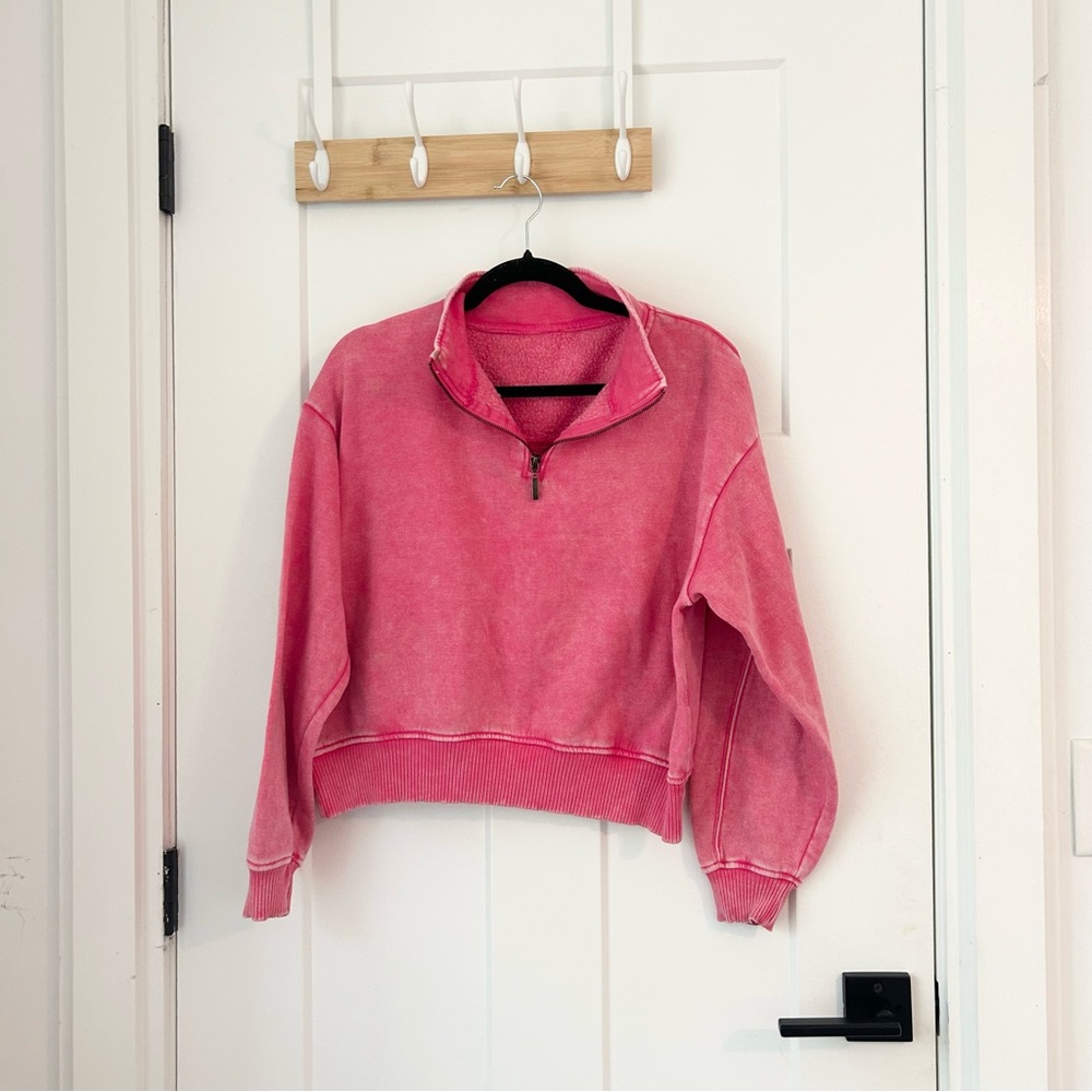 Women's Pink Quarter-Zip Sweatshirt